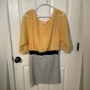 Yellow, White, and Black Bandage Dress